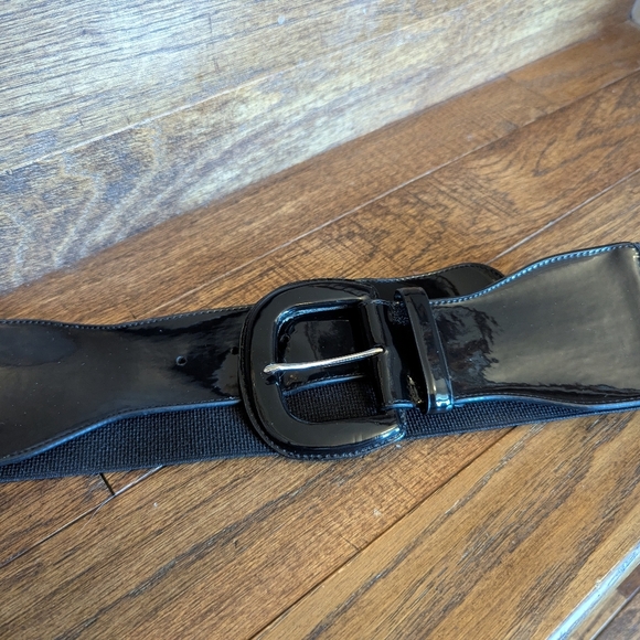 Lauren Ralph Lauren Black Patent Leather Waist Cincher Belt Sz S Fits S/M - Picture 7 of 10